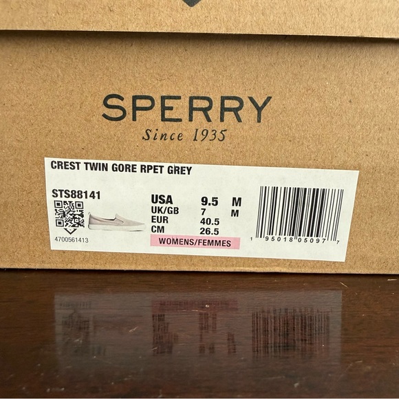 NWT Sperry  Women's Grey Crest Twin Gore Seacycled  Canvas Sneakers. S 9.5 - Picture 8 of 8